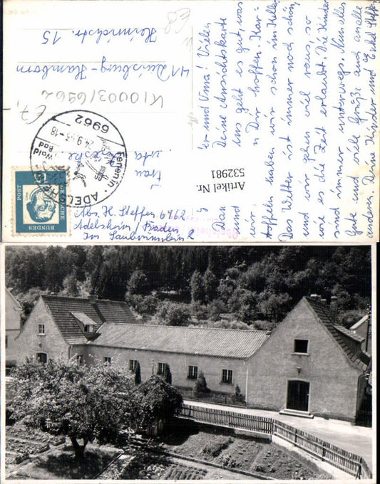 532981, rare aerial photograph of Adelsheim, buildings, Neckar-Odenwald district