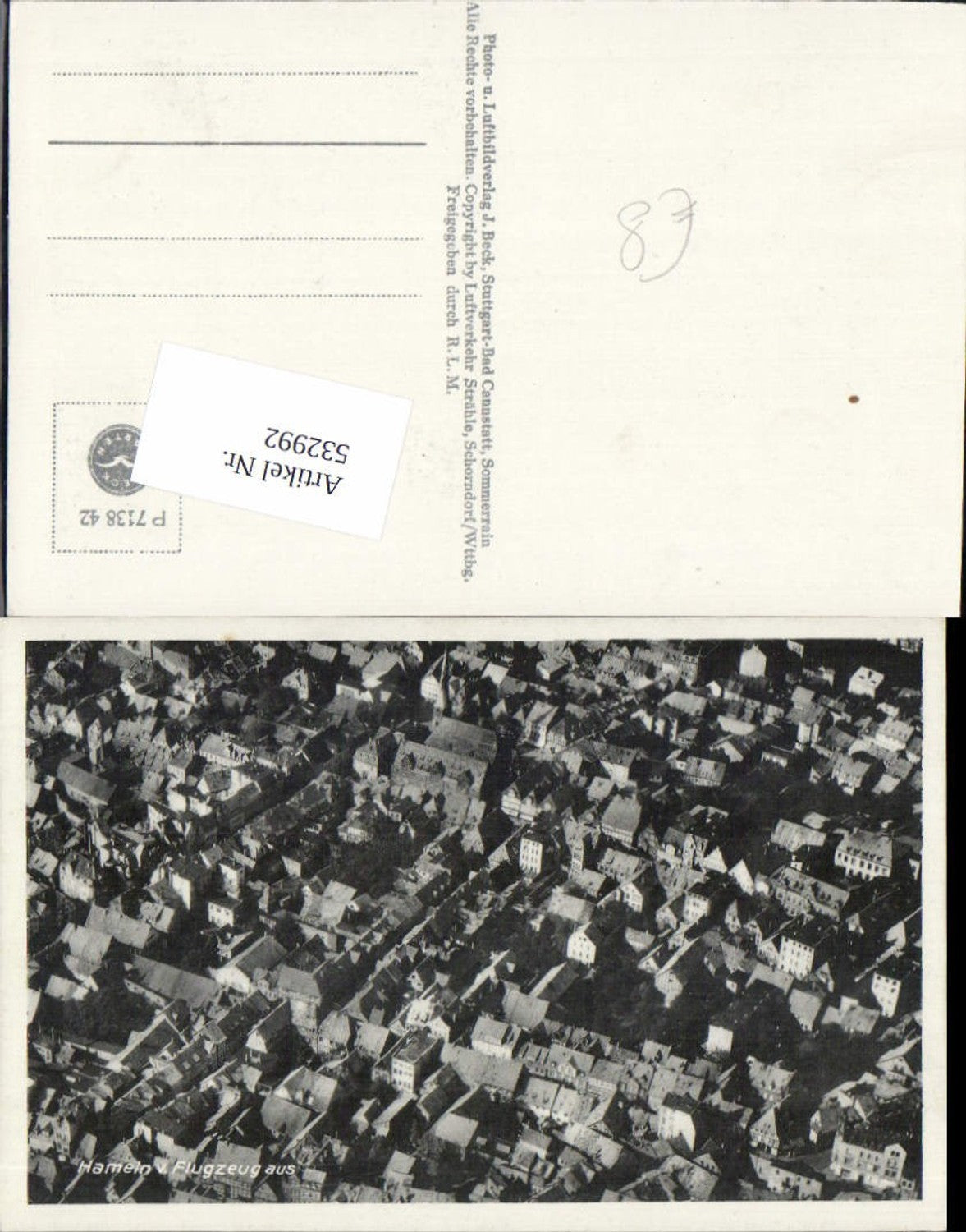 532992,tolle Fliegeraufnahme Hameln an der Weser