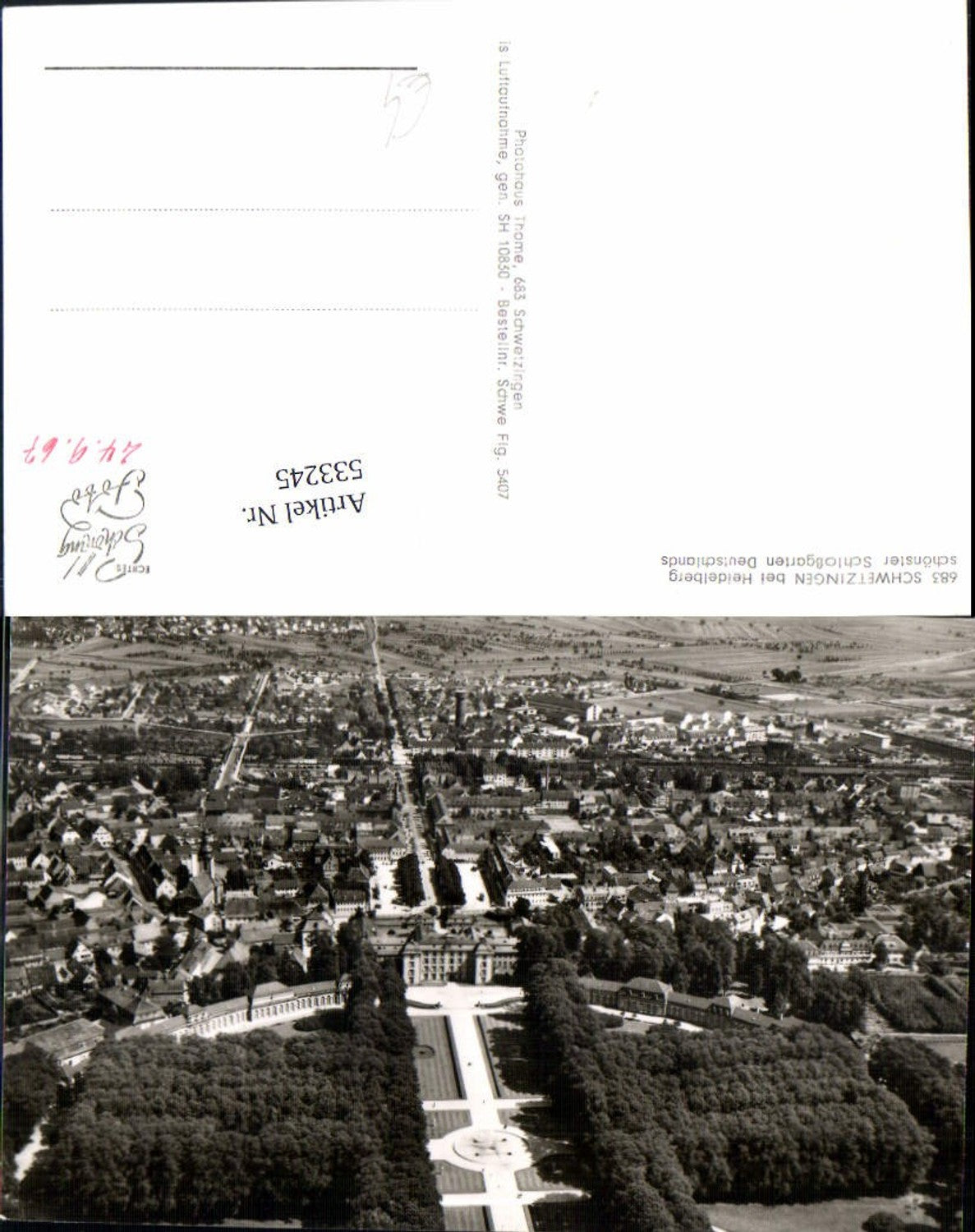 533245,Fliegeraufnahme Schwetzingen am Neckar Schlosspark