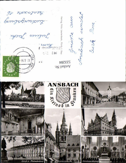 533284, Ansbach, Johanneskriche, Schloß u. Platendenkmal, Schwanenritterkappelle