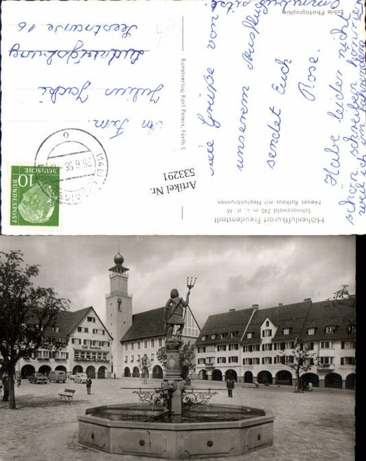 533291, Freudenstadt, a health resort in the Black Forest, New Town Hall, Neptune Fountain