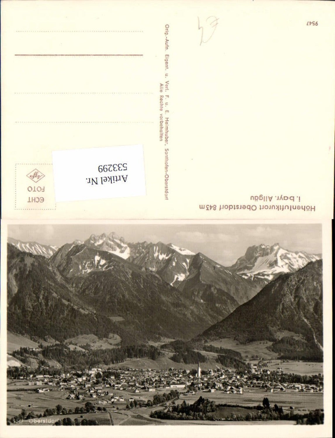 533299, Oberstdorf, Höhenluftkurort bayr. Allgäu