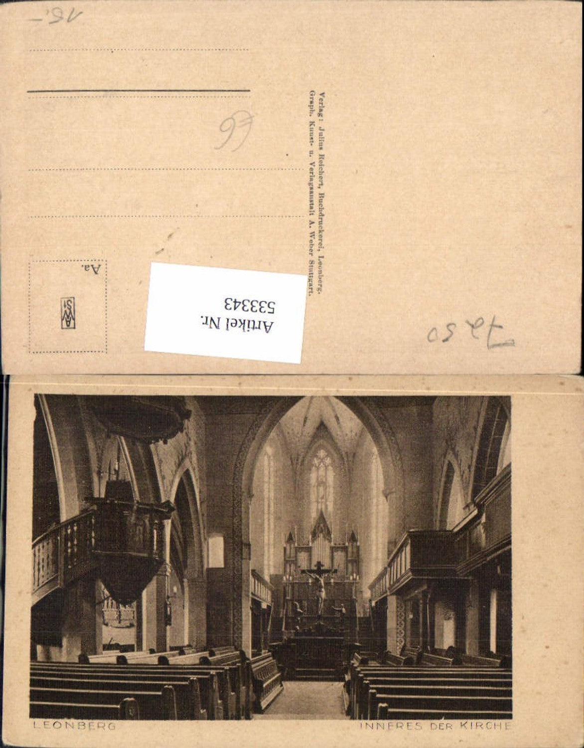 533343, Leonberg, Inneres der Kirche, Altar,