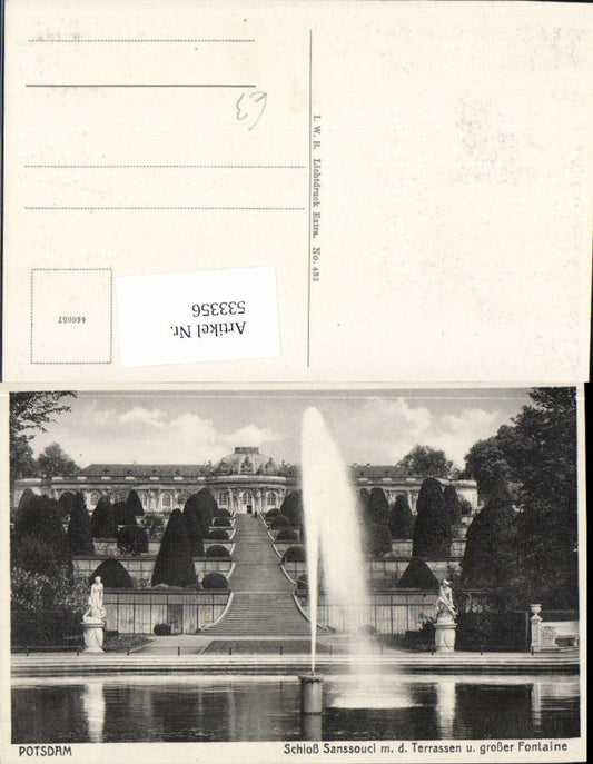 533356, Schloss Sanssouci Potsdam m. d. Terrassen u. Großer Fontaine