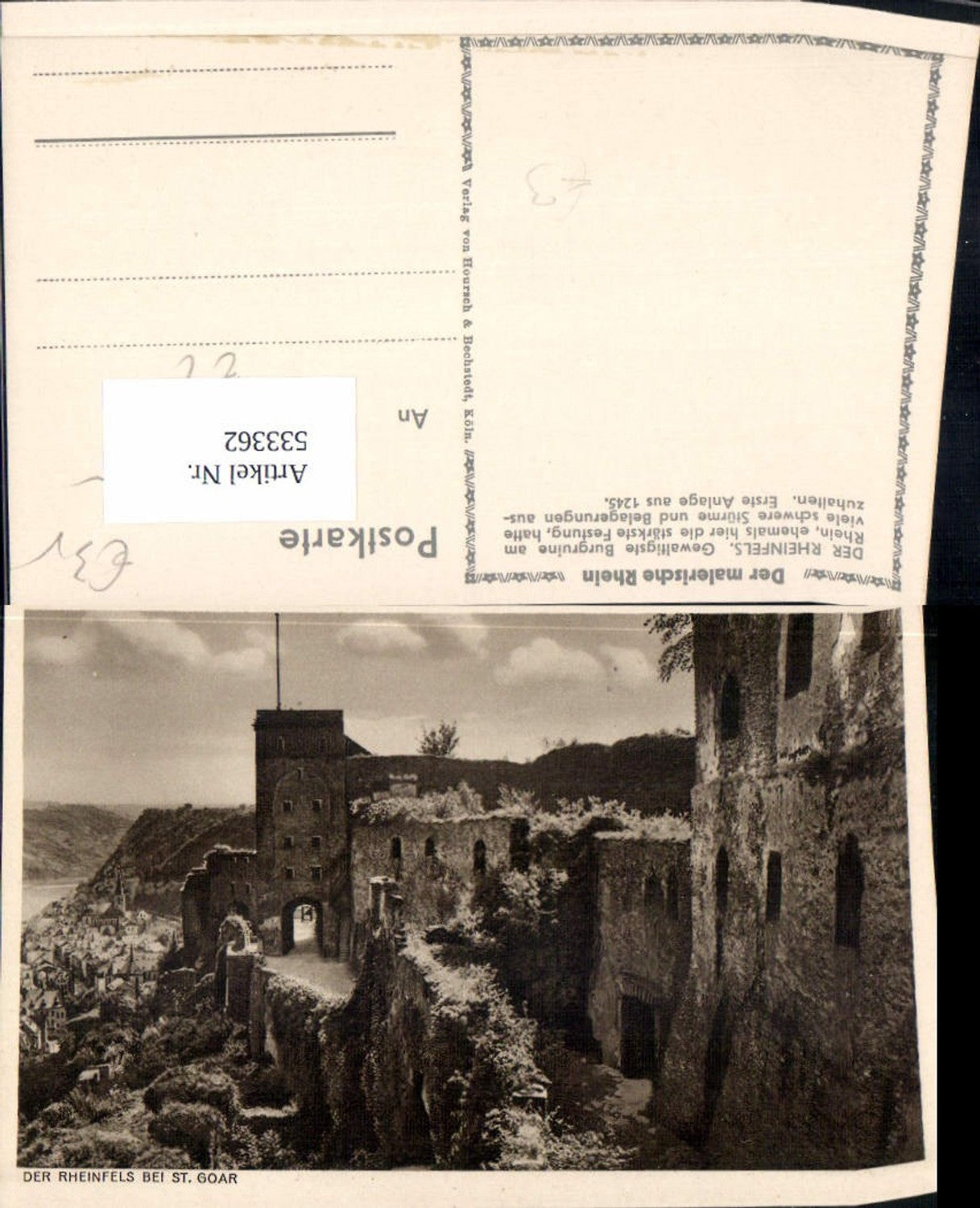 533362, Der Rheinfels bei St. Goar, gewaltige Burgruine