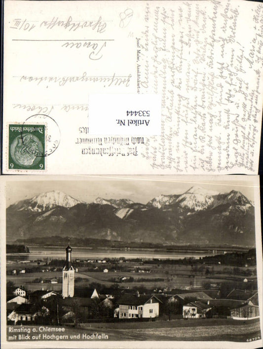 533444, Rimsting a. Chiemsee, Blick auf Hochgern und Hochfelln