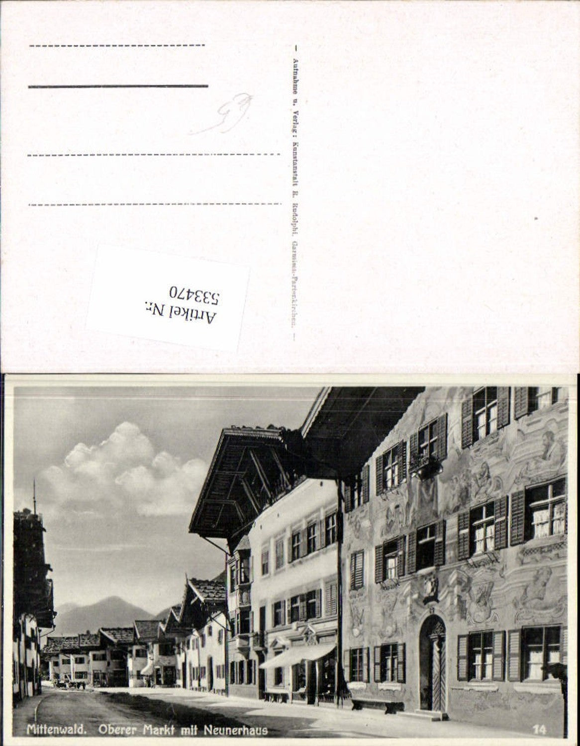 533470, Mitenwald, Oberer markt mit Neunerhaus
