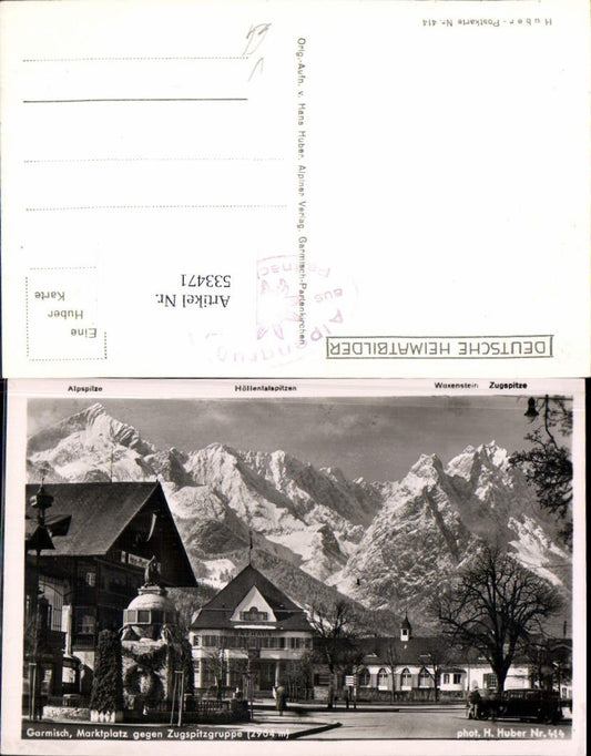 533471, Garmisch Makrtplatz gegen Zugspitzgruppe, alpiner Verlag Hans Huber