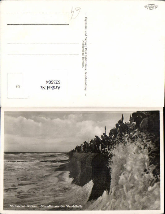 533504, Nordseebad Borkum, Sturmflut vor der Wandelhalle