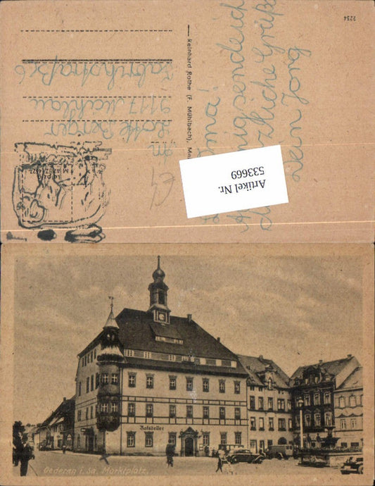 533669,Oederan in Sachsen Marktplatz VW Käfer Oldtimer