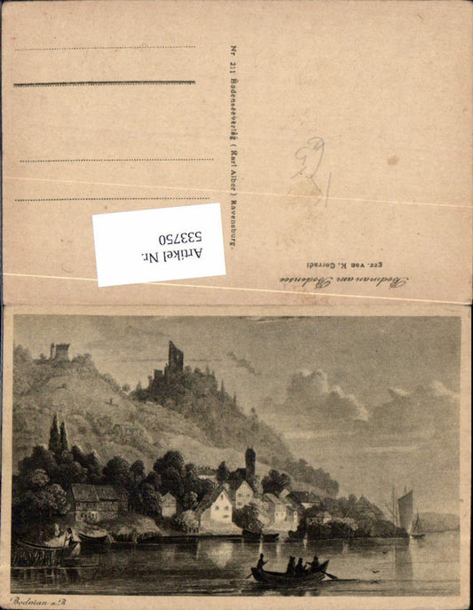 533750, great artists AK K. Corradi Bodman on Lake Constance Ludwigshafen Castle Ship