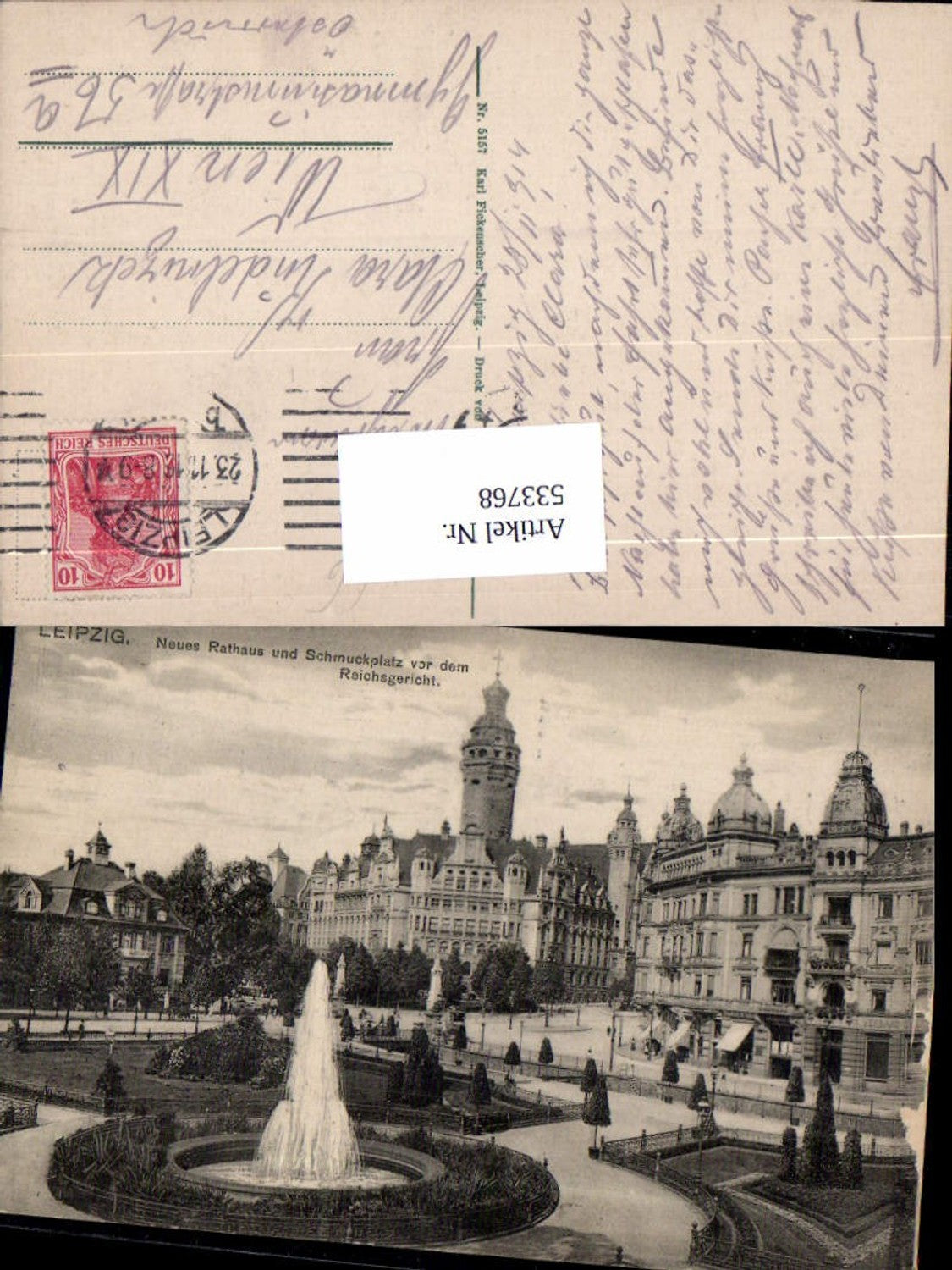533768,Leipzig Partie Neues Rathaus Schmuckplatz Reichsgericht 1916