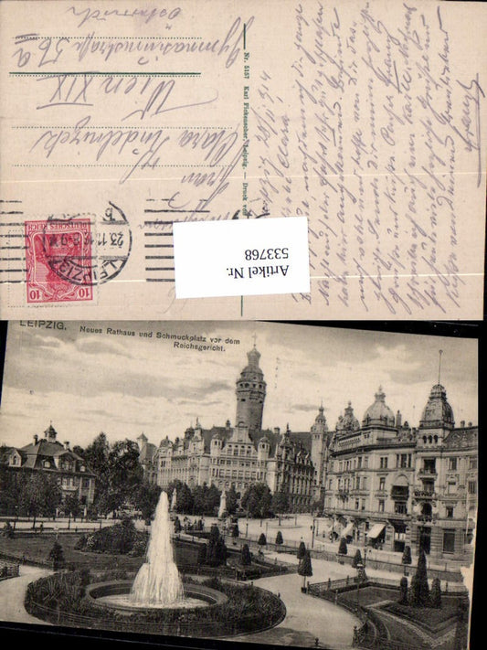 533768,Leipzig Partie Neues Rathaus Schmuckplatz Reichsgericht 1916