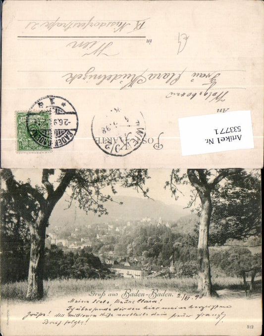 533771, Greetings from Baden-Baden around 1900