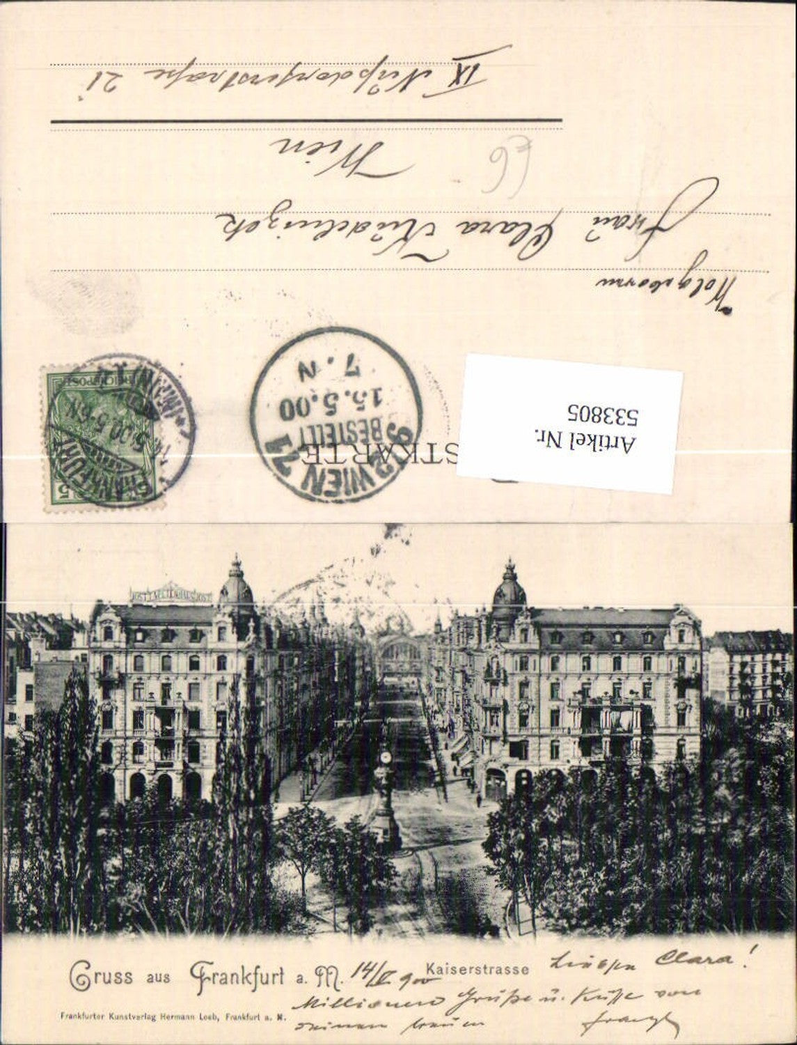 533805,tolle AK Gruß aus Frankfurt am Main Kaiserstrasse 1900