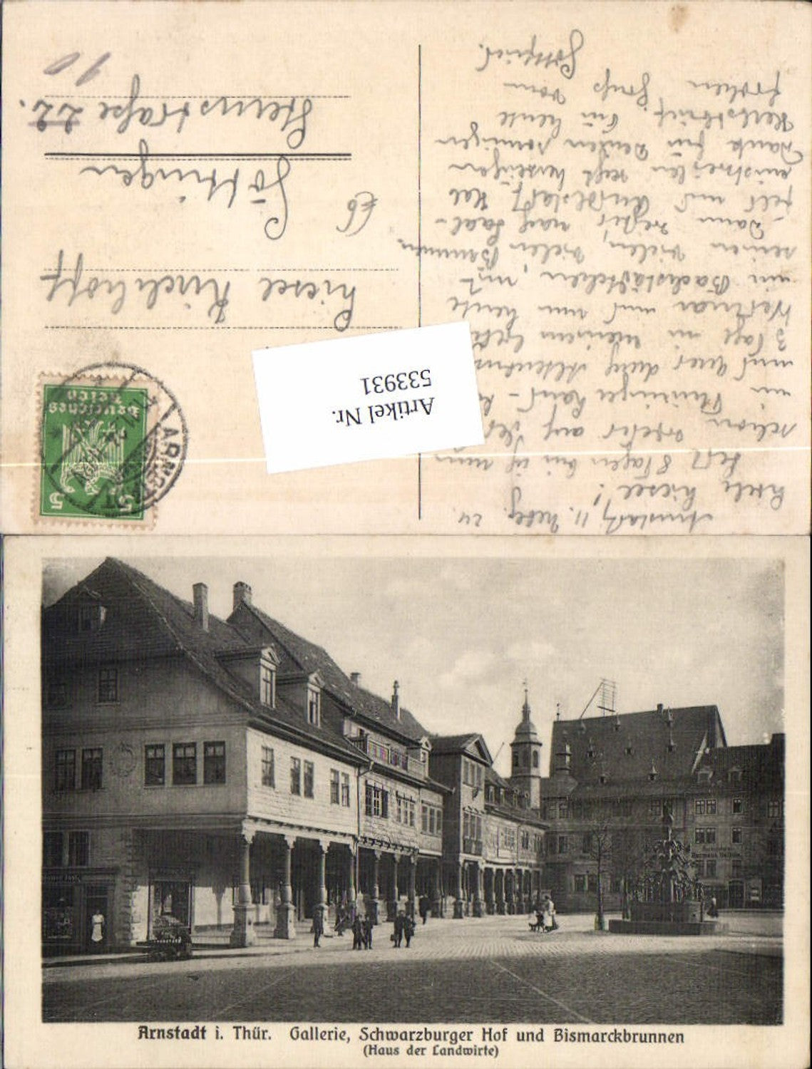 533931, great AK Arnstadt in Thuringia Schwarzburger Hof Gasthaus