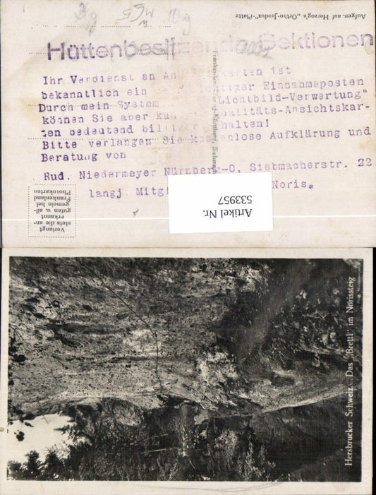 533957,Hirschbach Norissteig Brettl Reklame Text AK Verlag Verkäufer