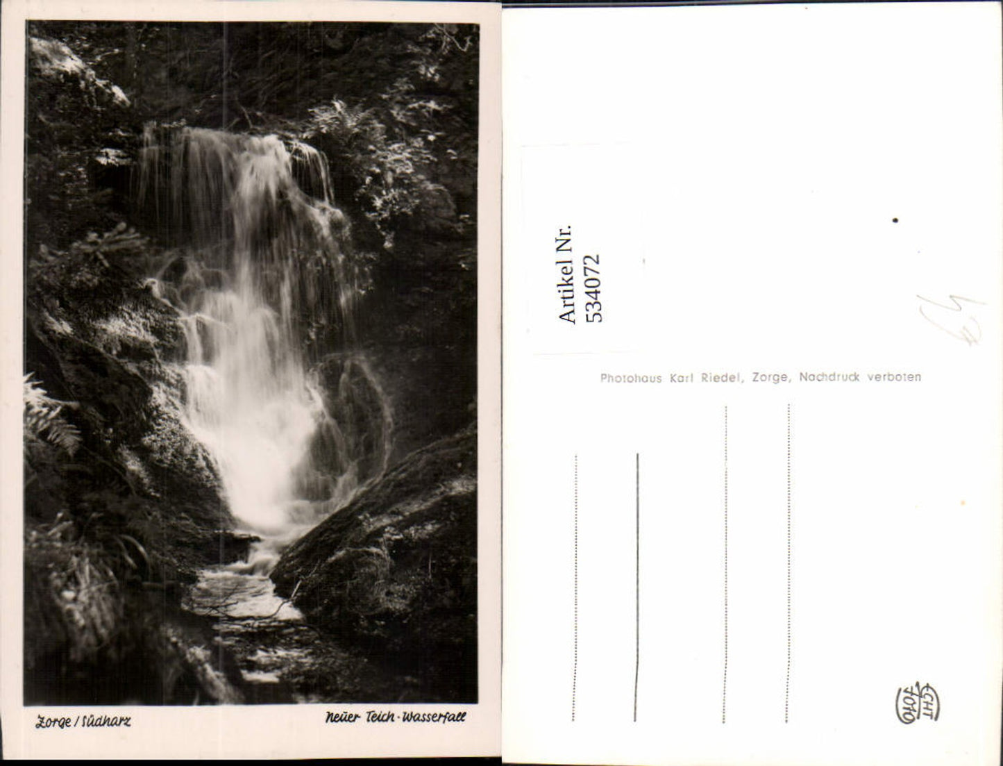 534072,Foto Ak Zorge Walkenried im Harz Südharz Neuer Teich-Wasserfall Wasserfall