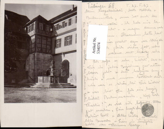 534074,Foto Ak Tübingen Brunnen Klosterhof Kloster Bebenhausen
