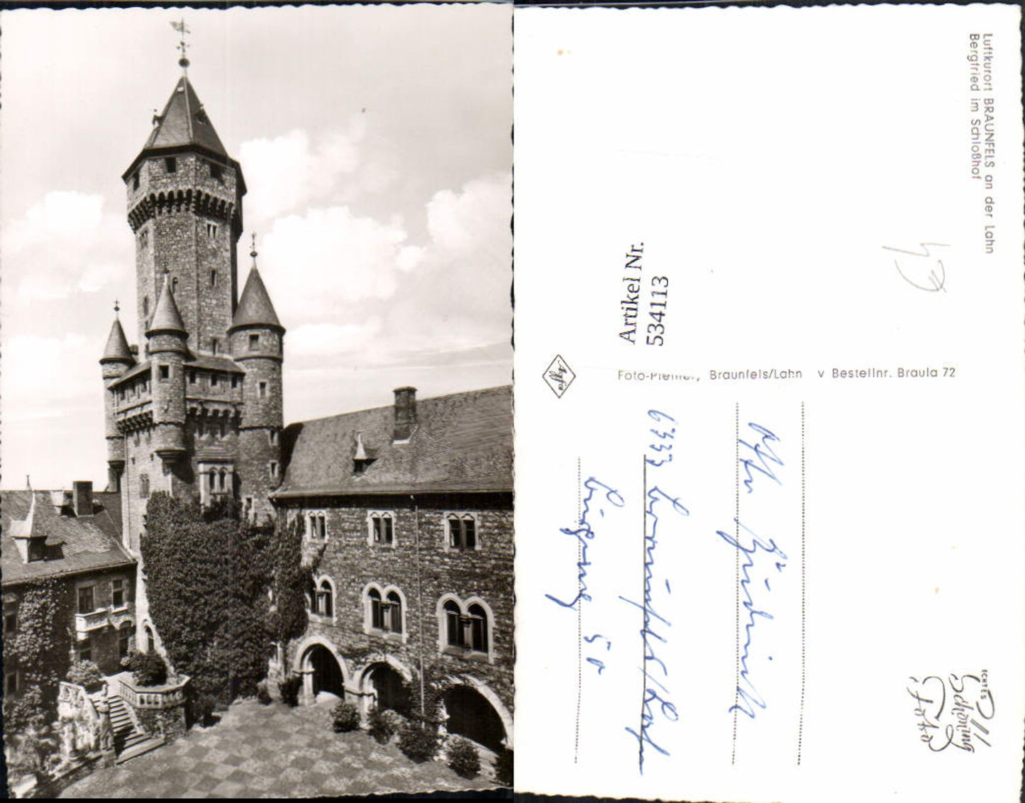 534113,Foto Ak Braunfels a. d. Lahn Bergfried i. Schlosshof