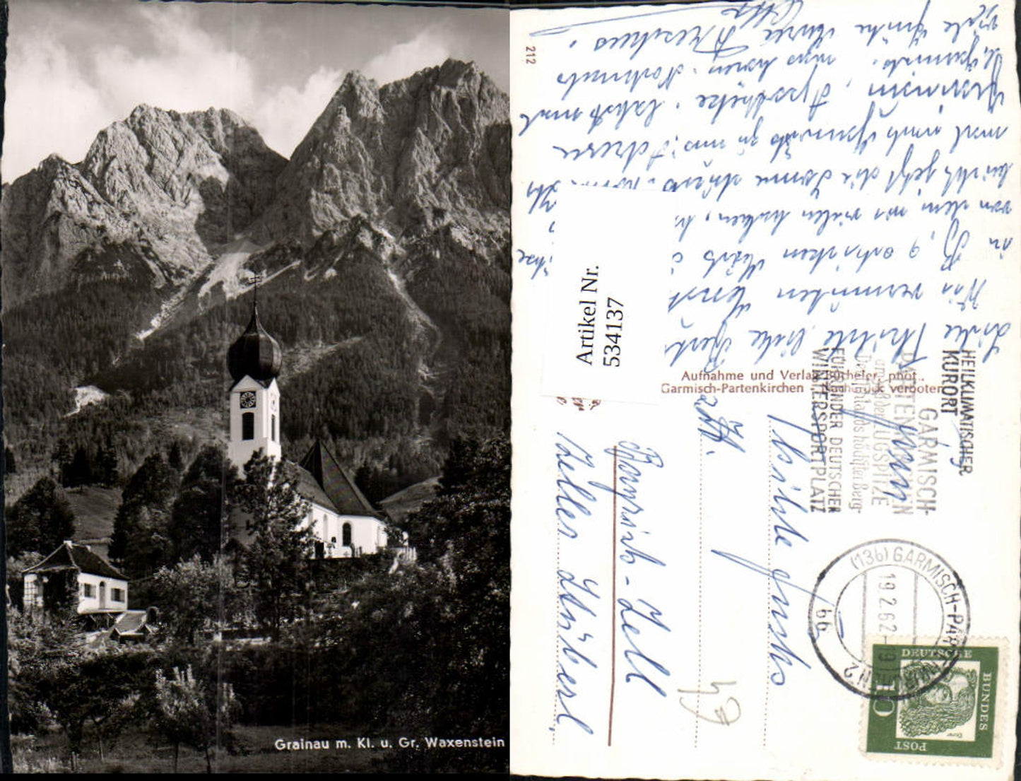 534137,Foto Ak Grainau m. Kl. u. Gr. Waxenstein