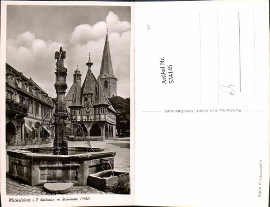 534145,Foto Ak Michelstadt Odenwald Rathaus u. Michelsbrunnen Brunnen