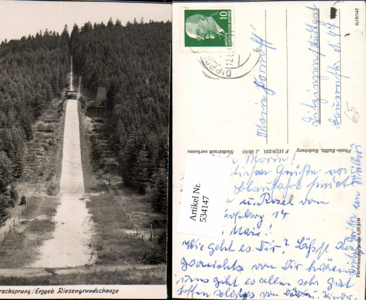 534147,Foto Ak Altenberg Hirschsprung Erzgebirge Riesengrundschanze Skisprungschanze Sprungschanze