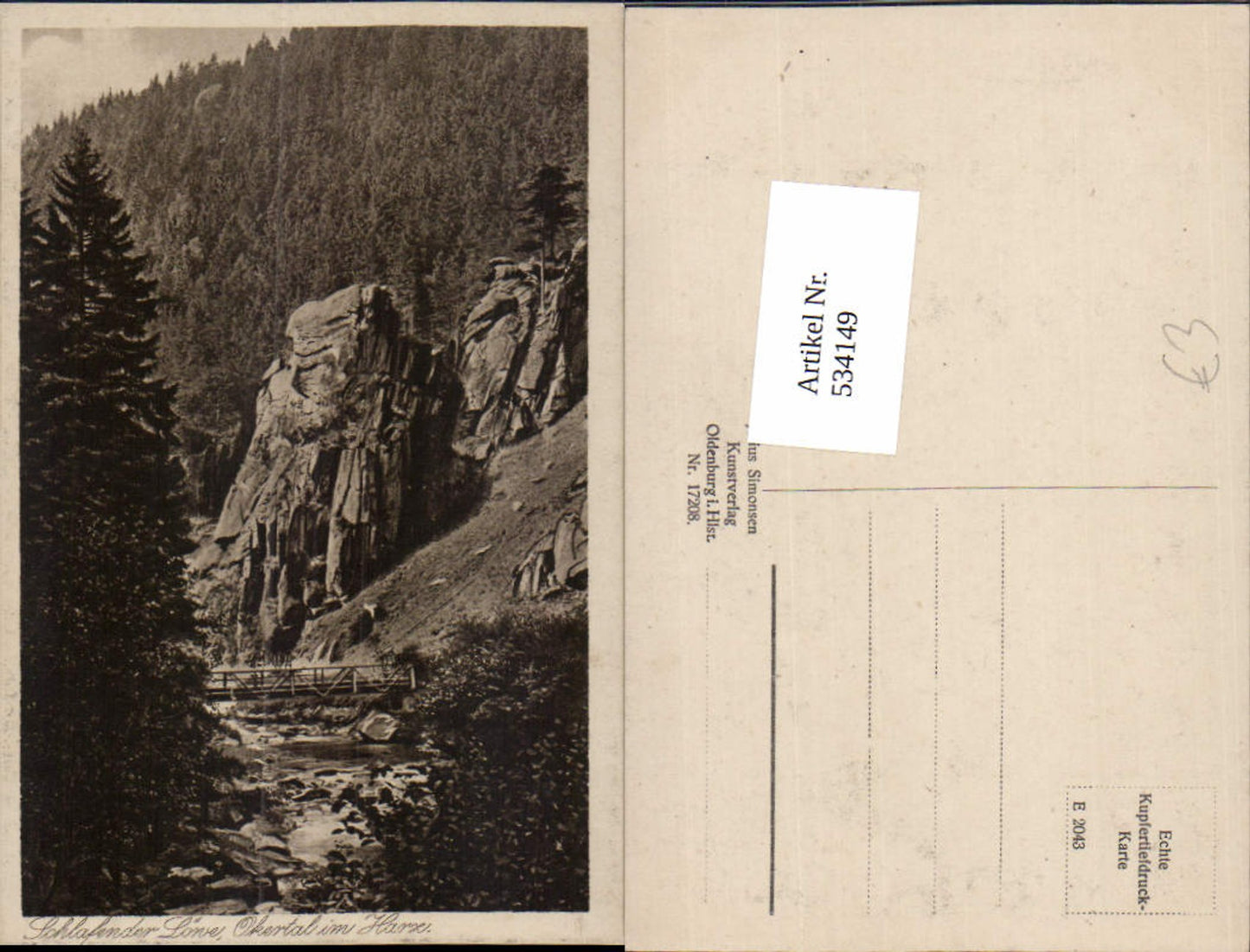 534149,Schlafender Löwe Okertal i. Harz Brücke b. Oker Goslar