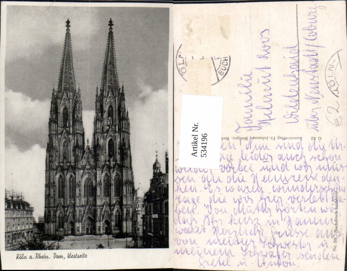 534196,Köln a. Rhein Dom Westseite
