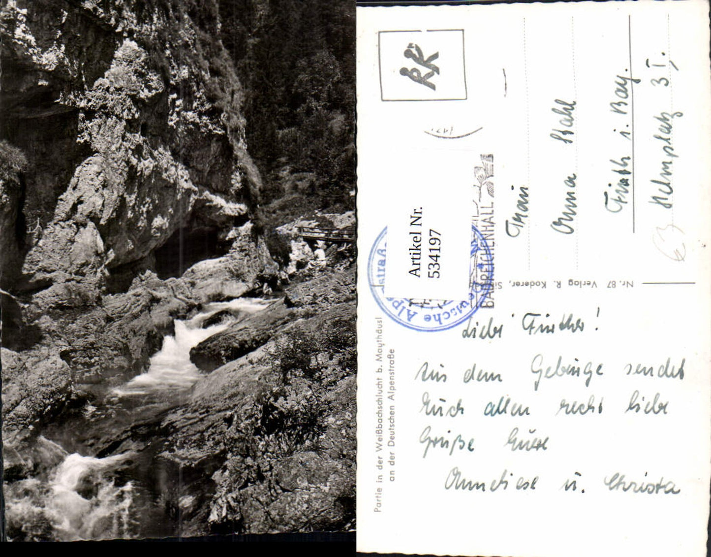 534197,Foto Ak Schneizlreuth Partie i. d. Weißbachschlucht b. Mauthäusl Deutschen Alpenstraße