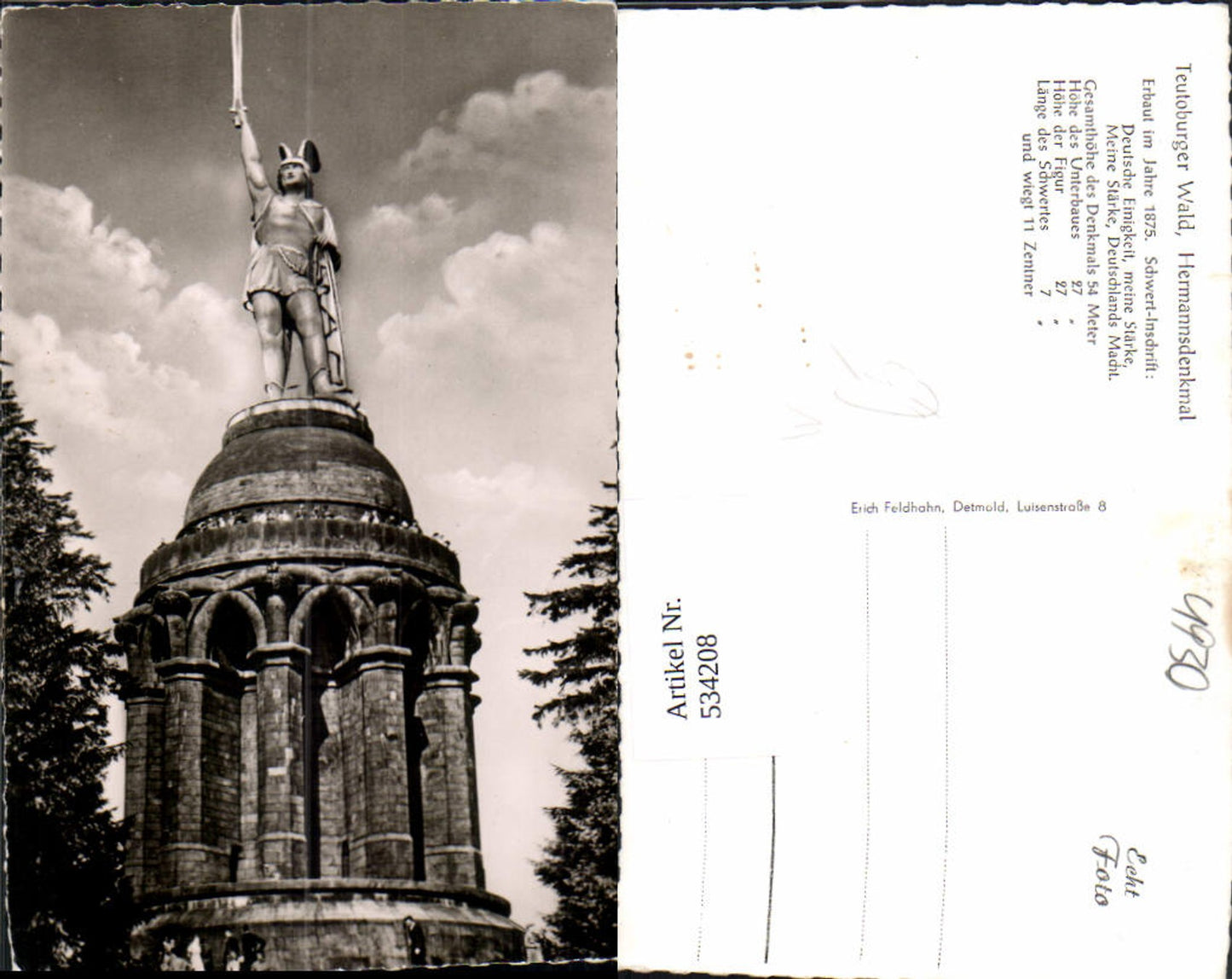 534208,Foto Ak Detmold Hermannsdenkmal i. Teutoburger Wald