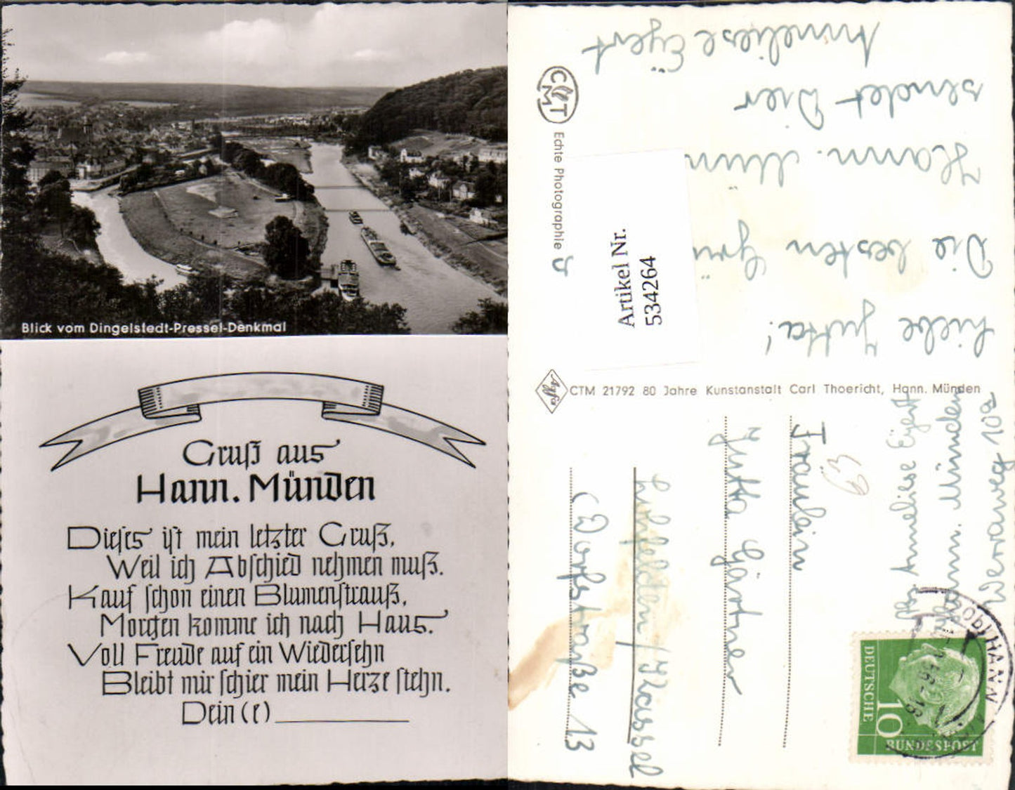 534264,Mehrbild Ak Hann. Münden Blick v. Dingelstedt-Pressel-Denkmal Text