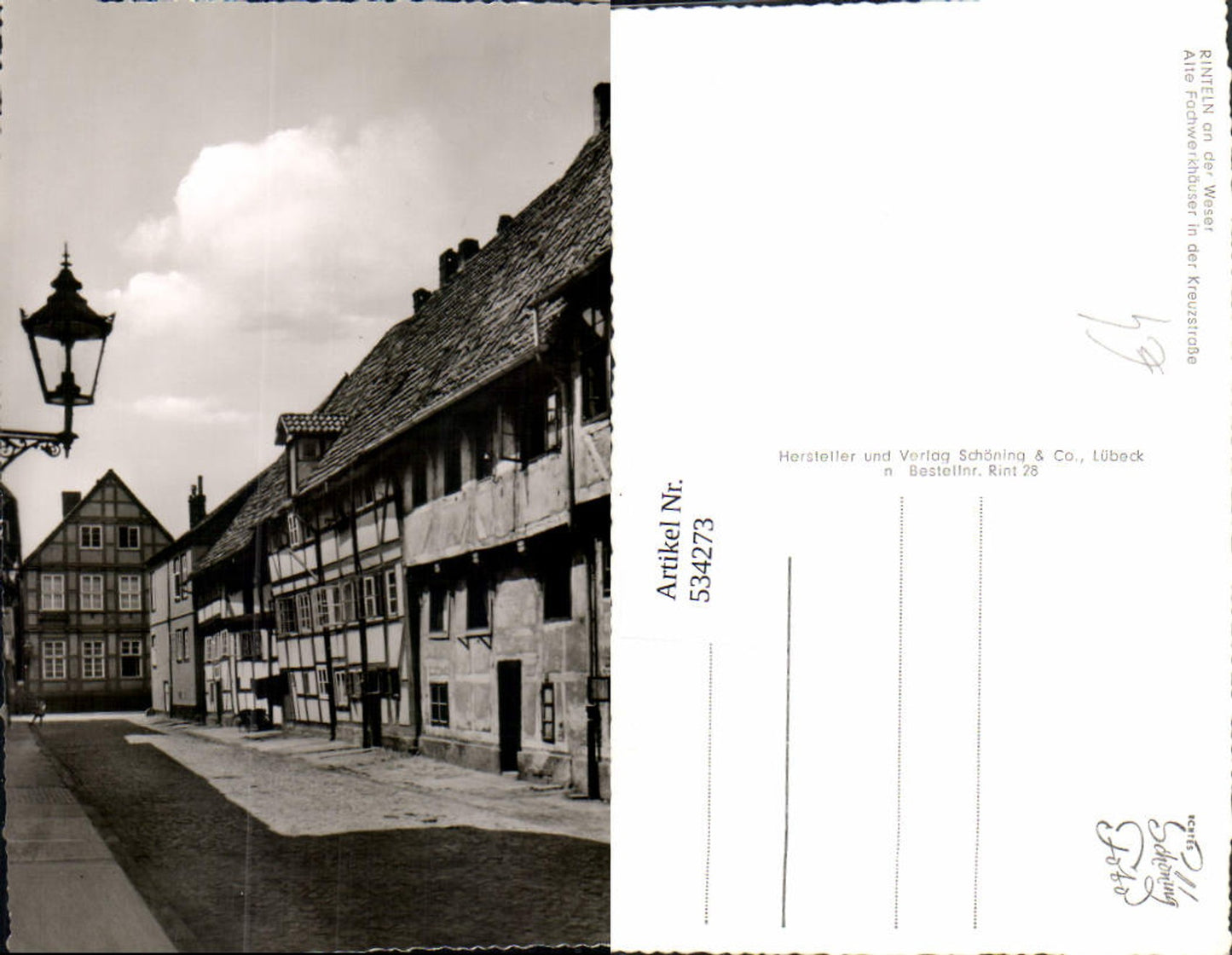 534273,Foto Ak Rinteln a. d. Weser Alte Fachwerkhäuser i. d. Kreuzstraße