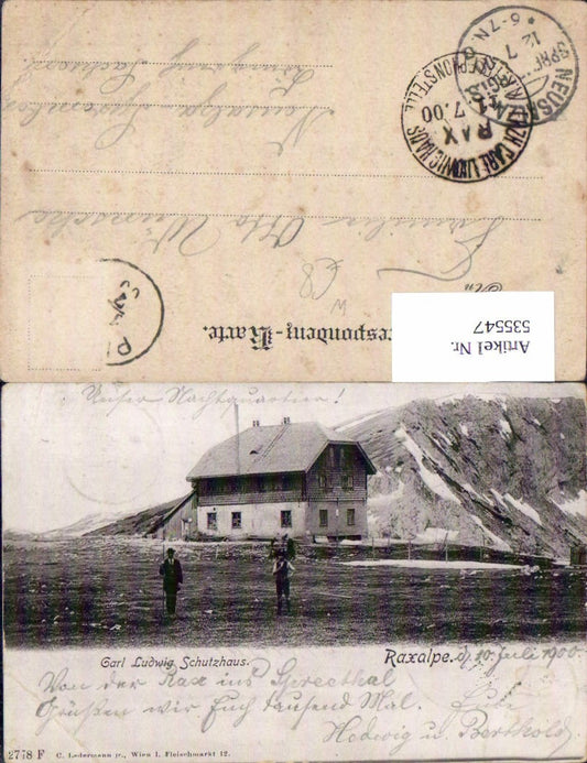 535547,Carl Ludwig Haus Rax Raxalpe b. Payerbach Semmering pub Ledermann 2778 F