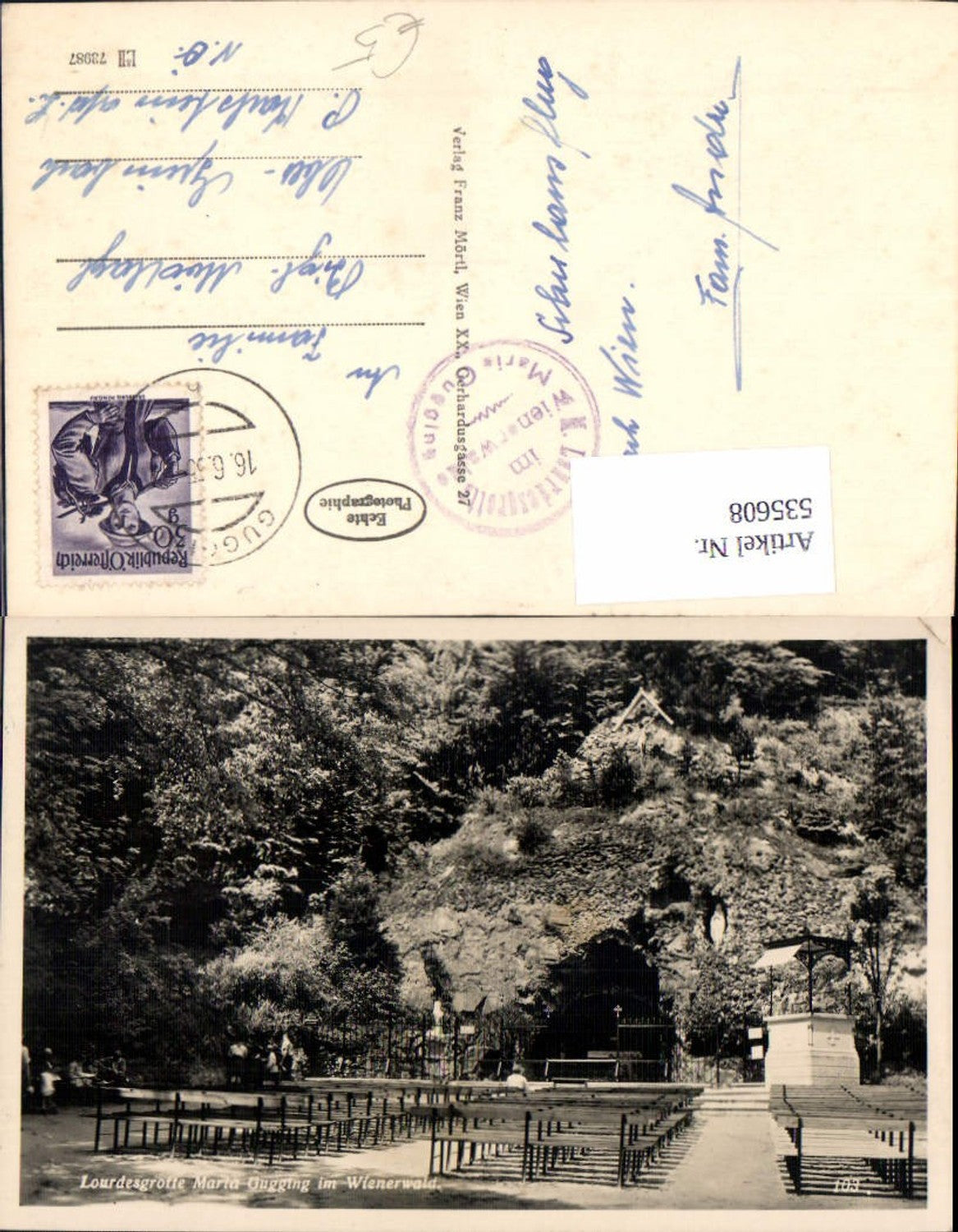 535608,Foto-AK Lourdesgrotte Maria Gugging im Wienerwald Klosterneuburg