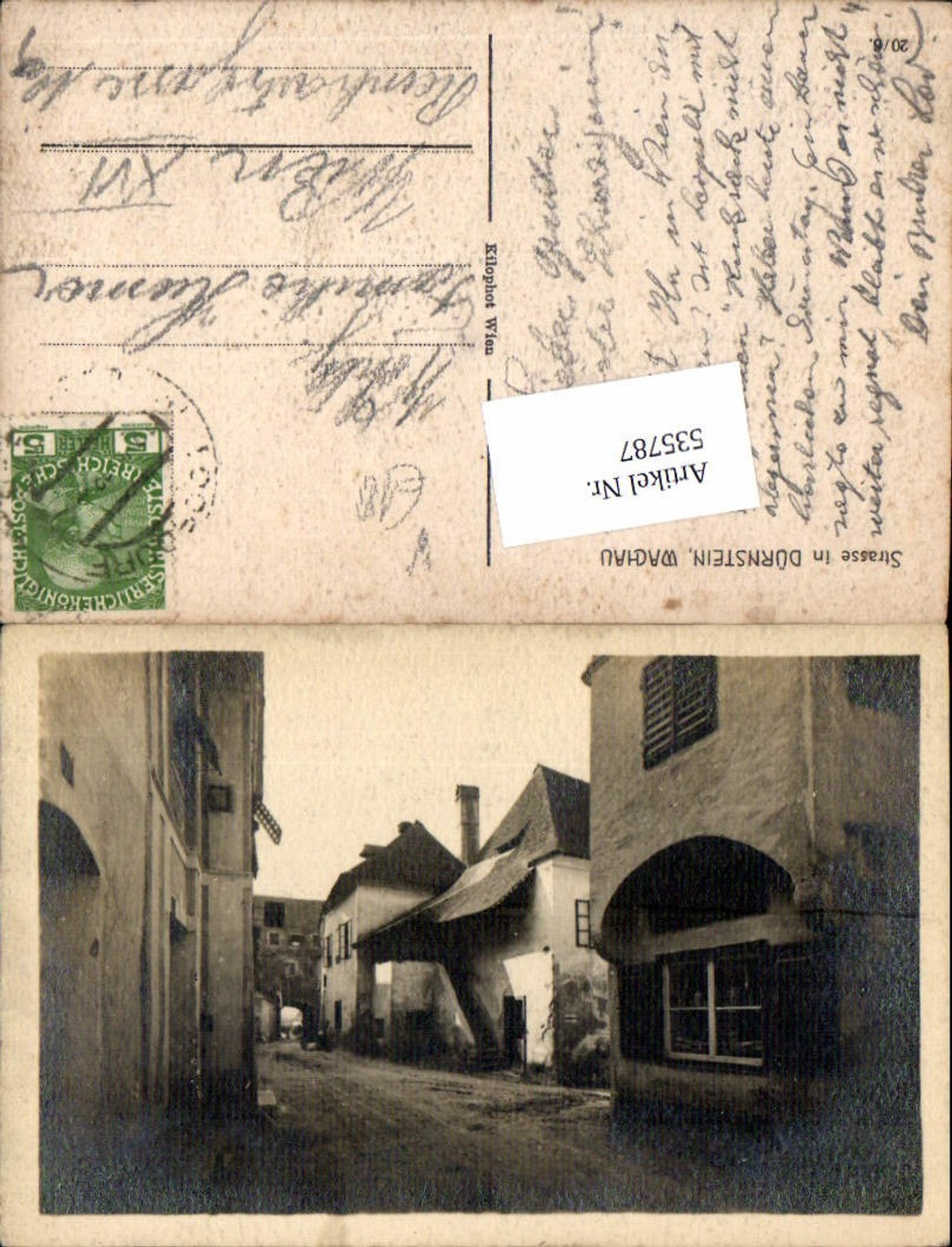 535787,tolle Künstler AK Dürnstein in der Wachau Strassenpartie pub Kilophot 20/6