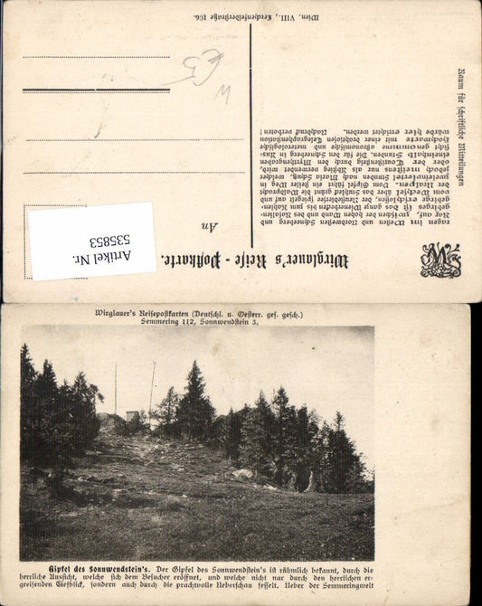 535853,Sonnwendstein Semmering Maria Schutz pub Wirglauer Reise Postkarte