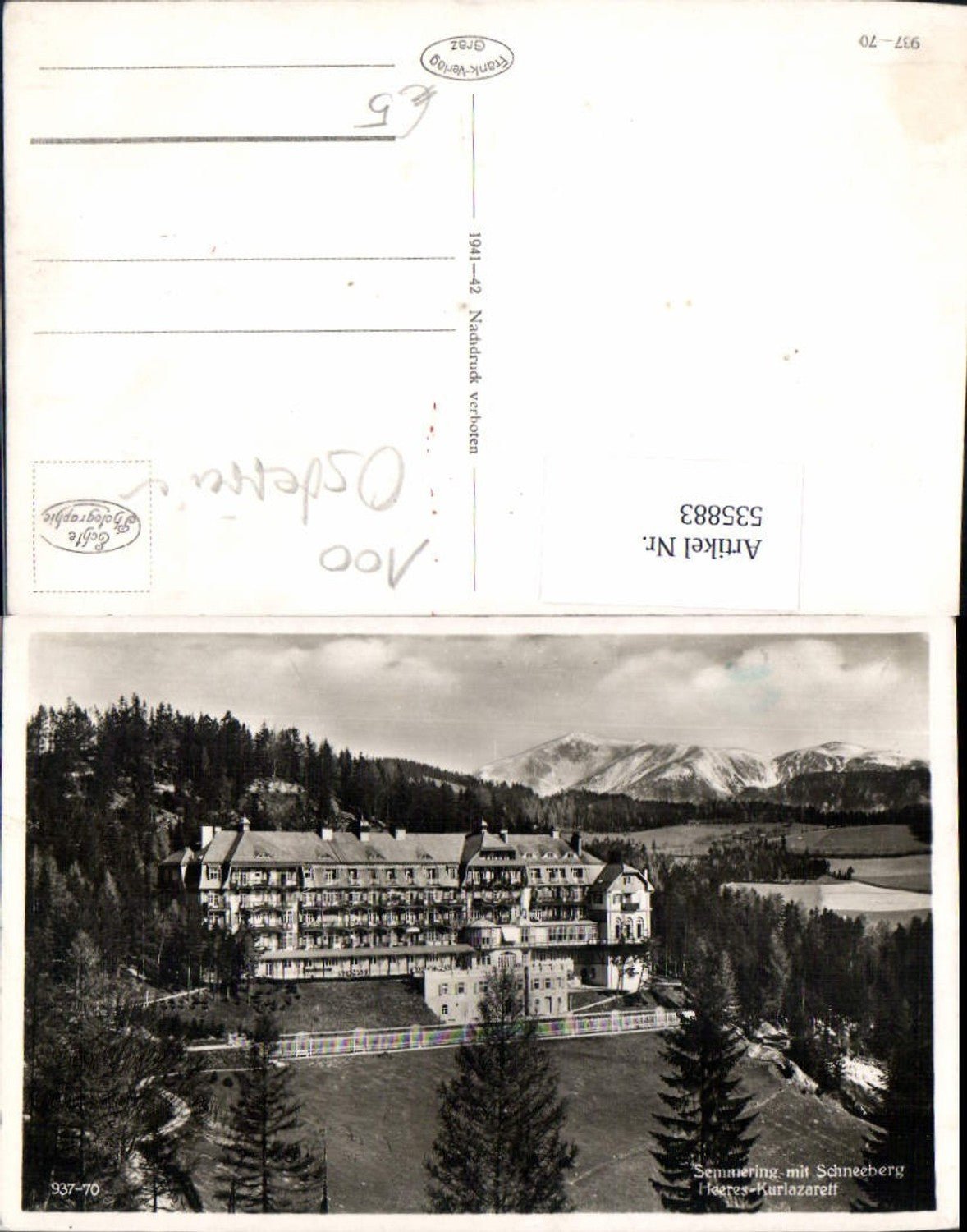 535883,Semmering Heeres Lazarett m. Schneeberg