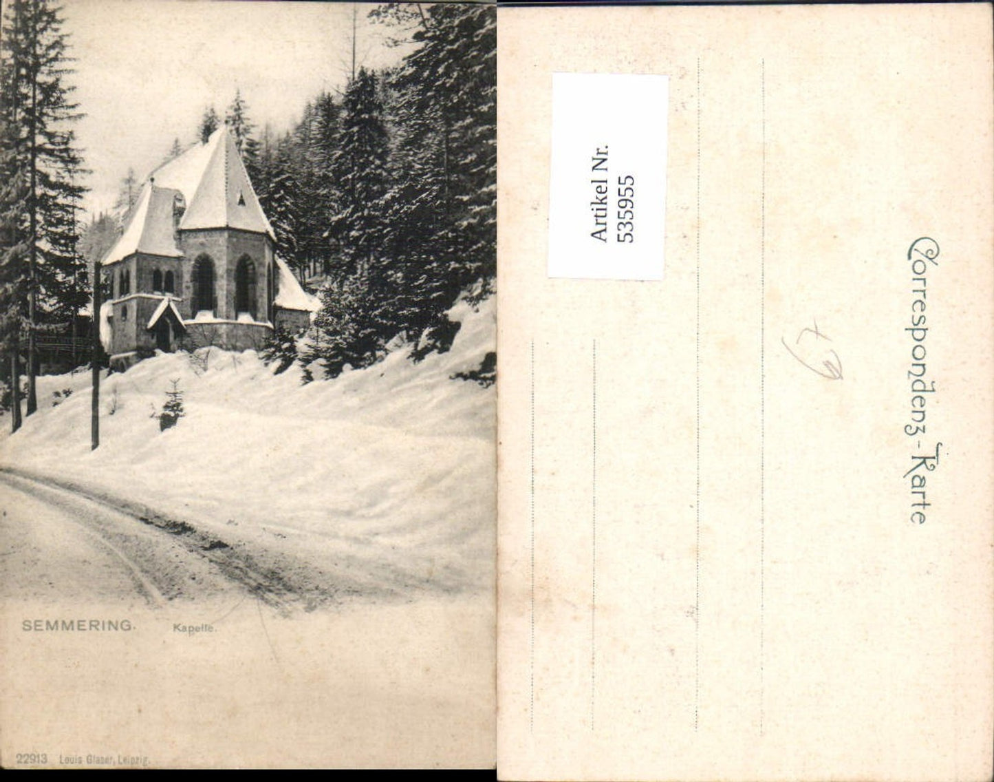 535955,tolle AK Semmering Kapelle pub Louis Glaser