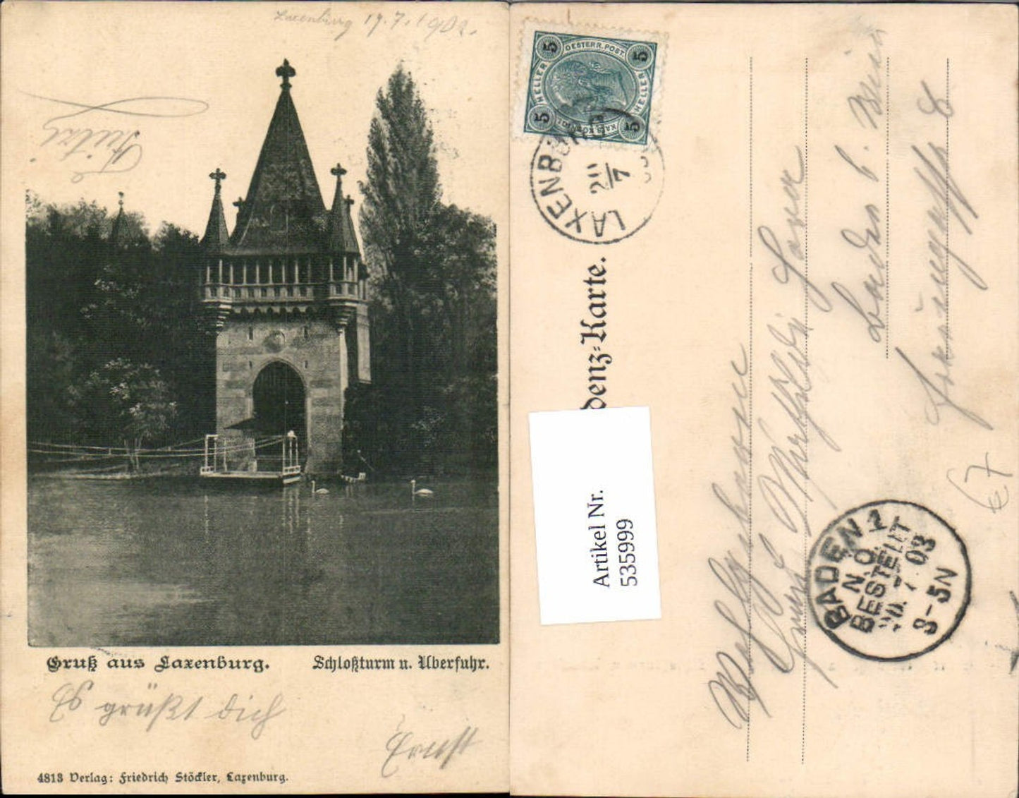 535999,Gruss aus Laxenburg Franzensburg Überfuhr