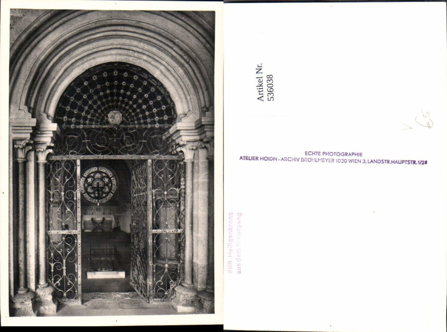 536038,Stift Heiligenkreuz Gitter Tor pub Brühlmeyer