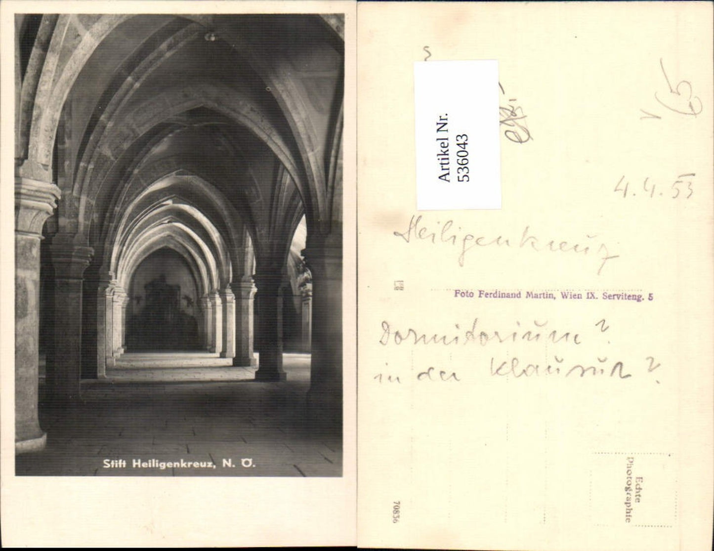 536043,tolle Foto-AK Stift Heiligenkreuz pub Ferdinand Martin