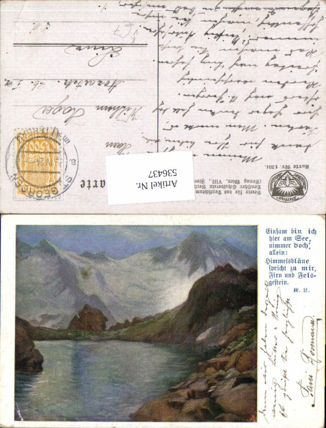 536437,Künstler AK Deutscher Schulverein 1351 Gletscher See Berge
