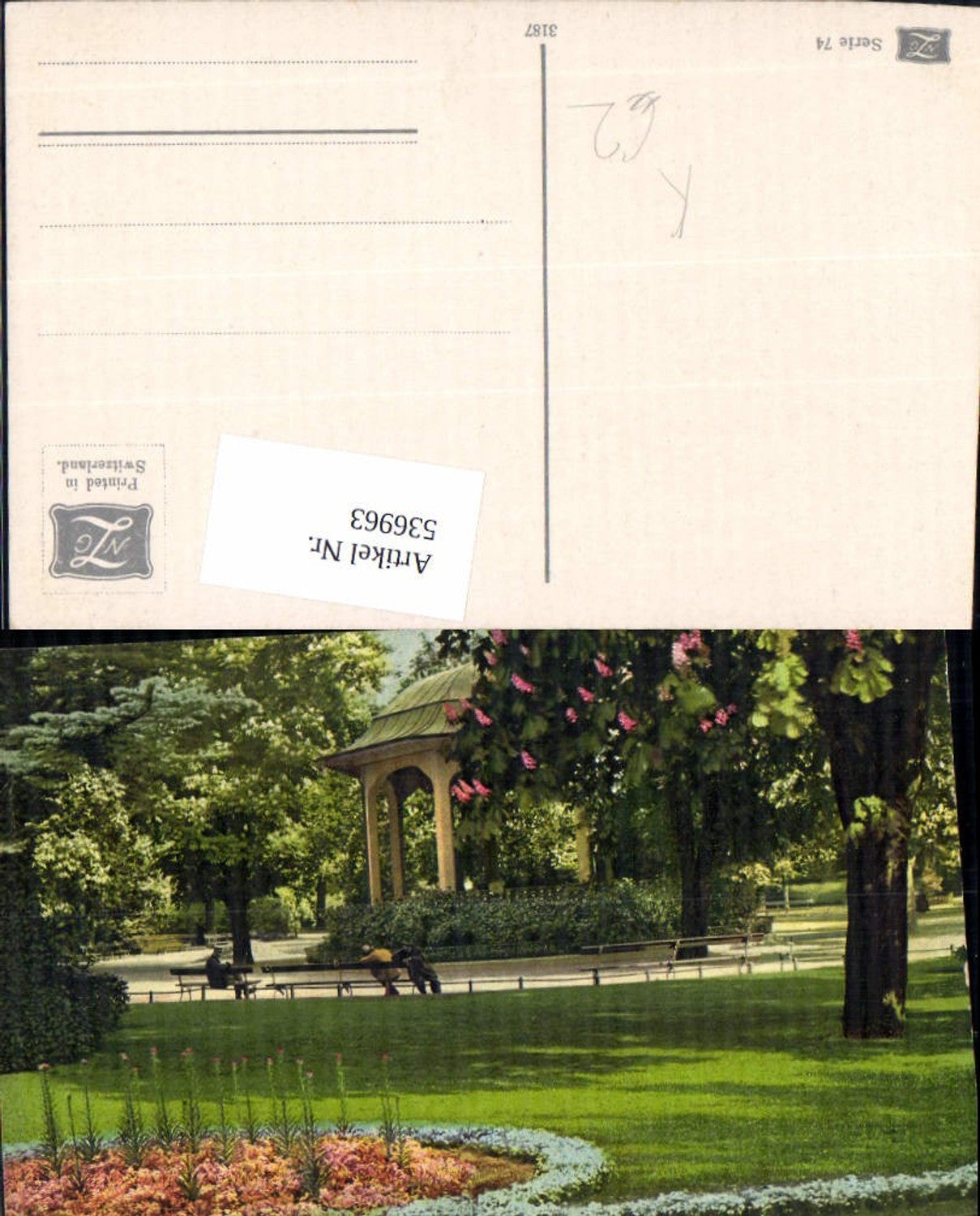 536963,Künstler AK Park Blumen Tempel pub NZG Serie 74