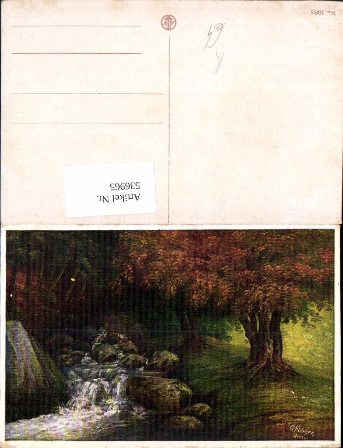 536965,Künstler AK G. Fiebiger Berlin Bach Alter Großer Baum