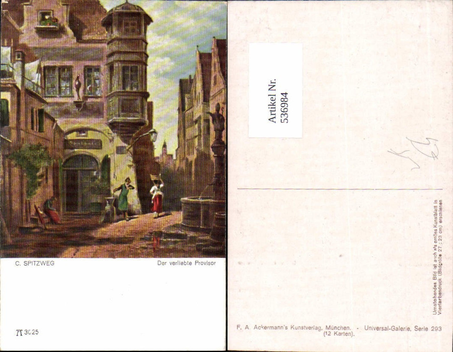 536984,Künstler AK Carl Spitzweg Der verliebte Provisor pub Ackermann 3025