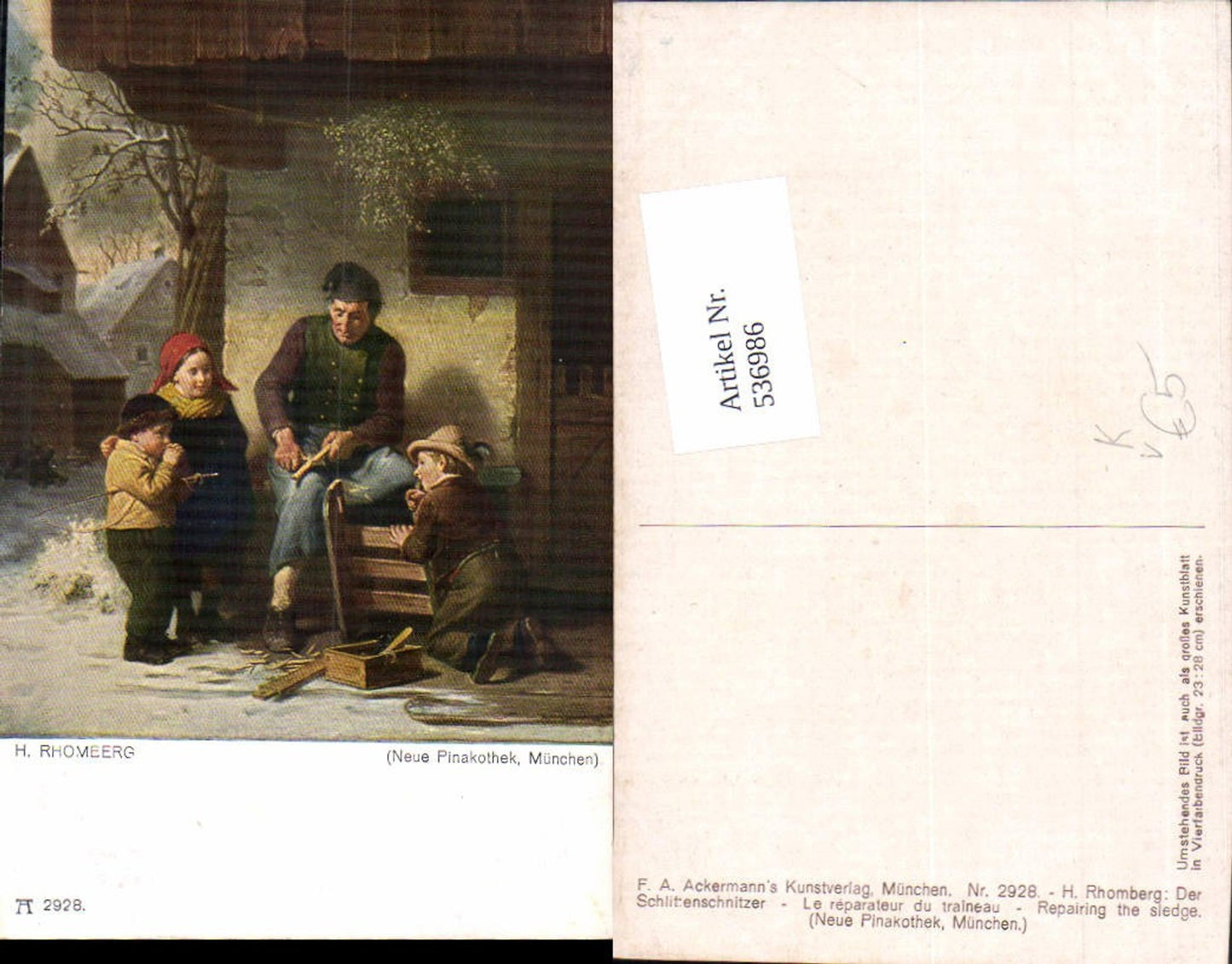 536986,Künstler AK H. Rhomberg Schlittenschnitzer pub Ackermann 2928
