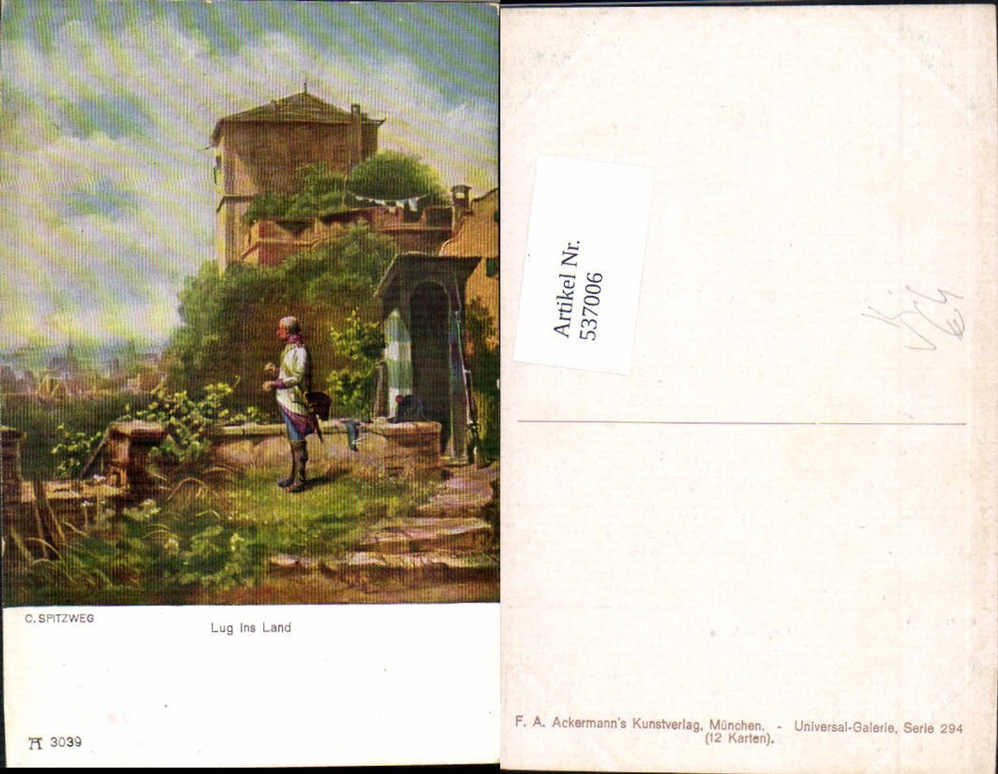 537006,Künstler AK Carl Spitzweg Lug ins Land pub Ackermann 3039