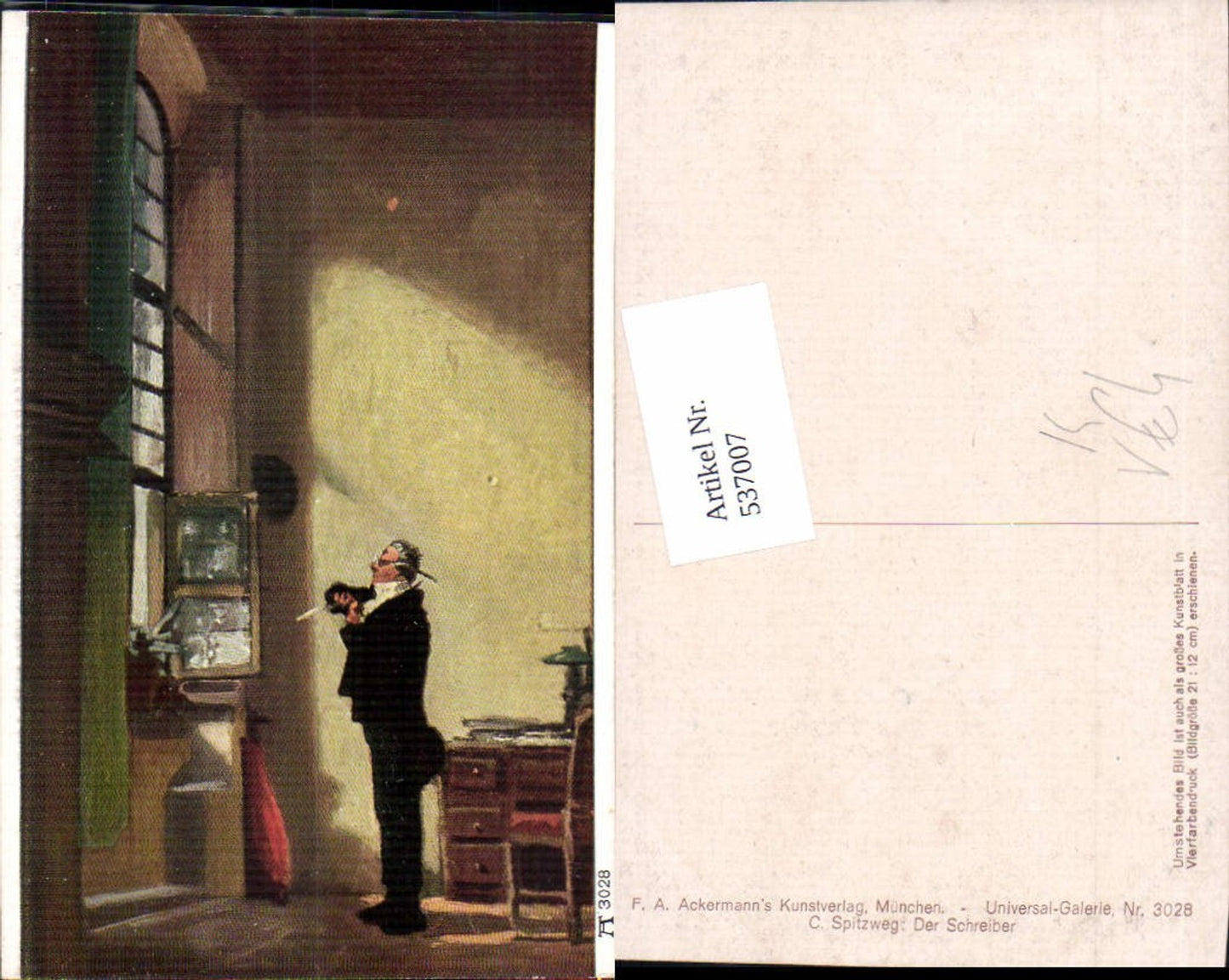 537007,Künstler AK Carl Spitzweg Der Schreiber pub Ackermann 3028