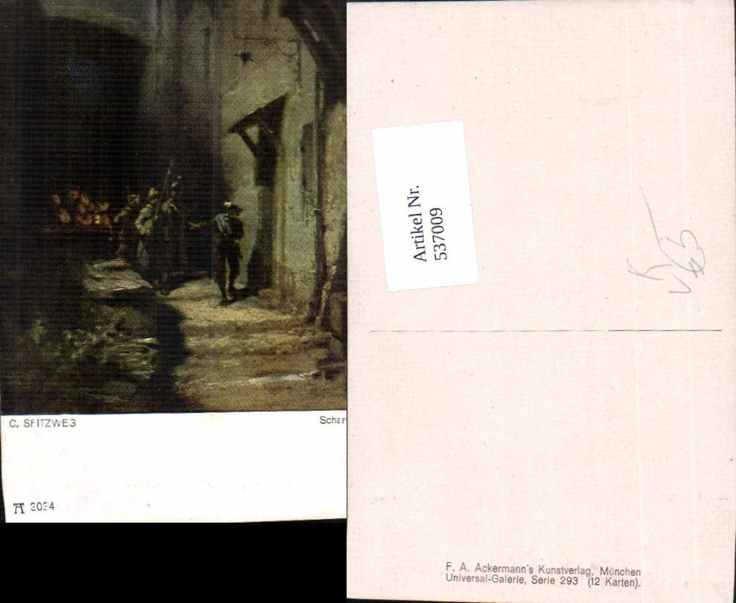 537009,Künstler AK Carl Spitzweg Schwarwache pub Ackermann 3034